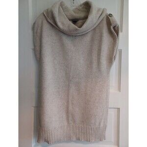 Ann Taylor oatmeal sleeveless cowlneck tunic sweater M neutral minimalist casual